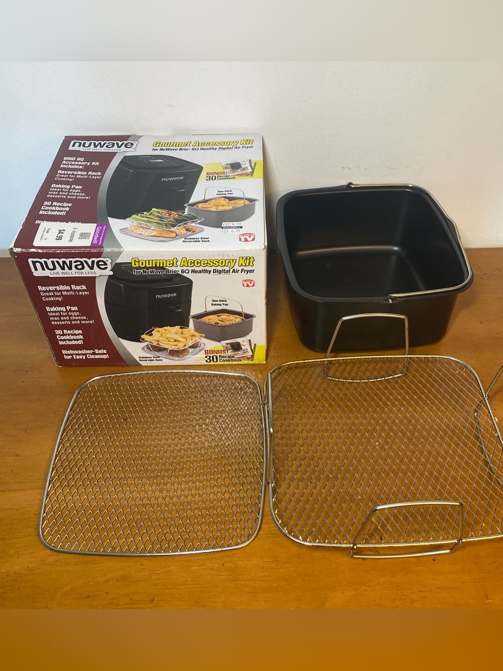 NUWAVE Brio Air Fryer 6Q Healthy Digital Gourmet Accessory Kit Baking Pan Rack